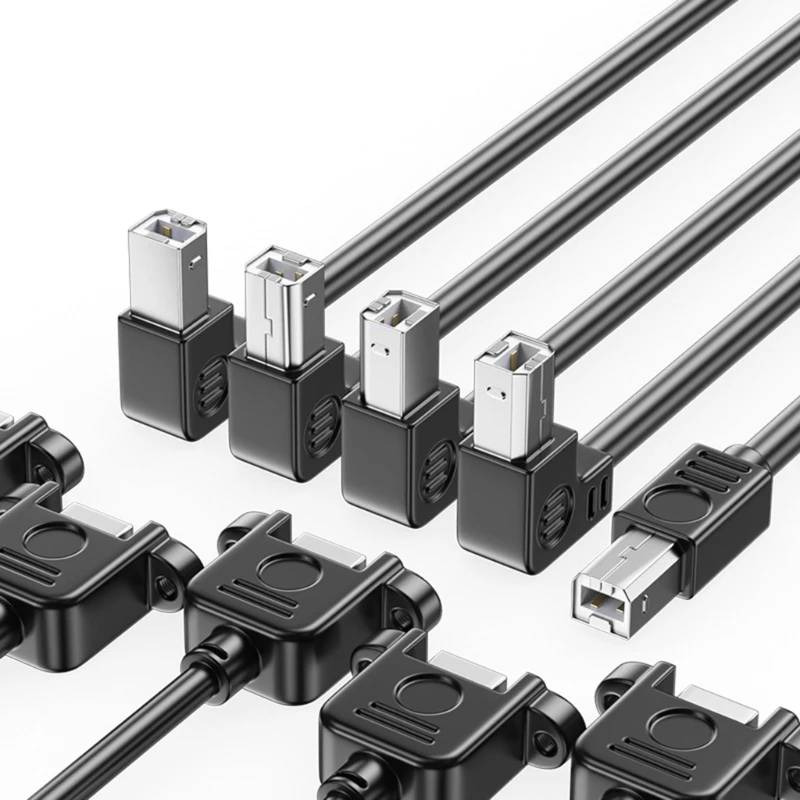USB 2.0 B Male to USB B Female Printer Panel Mount Left /Up/Down/Right Angle 90 Degree USB Type B Extension Cable Screw Hole