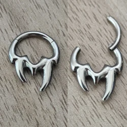 Septum Helix Piercing Fang Nose Ring F136 Titanium Daith Conch Chain Clicker Hinged Segment Hoop Earrings Nose Stud Body Jewelry