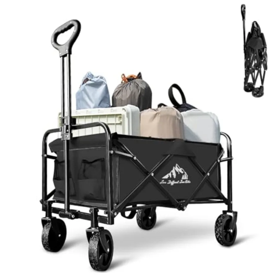 

Garden Cart Folding Wagon with Small Wheel, Collapsible Outdoor Cart Heavy Duty with Universal Wheels and Adjustable Handle, Ut