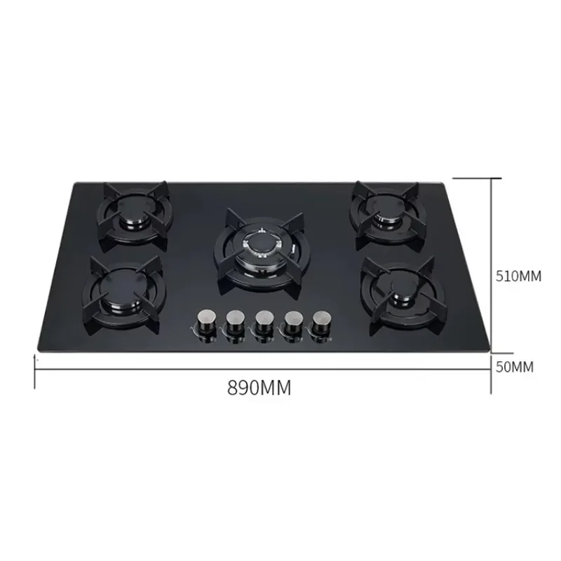 

Hot salesFive-stove Built-in Tempered Gas Stove Glass Black Surface 4-burner Gas Stove