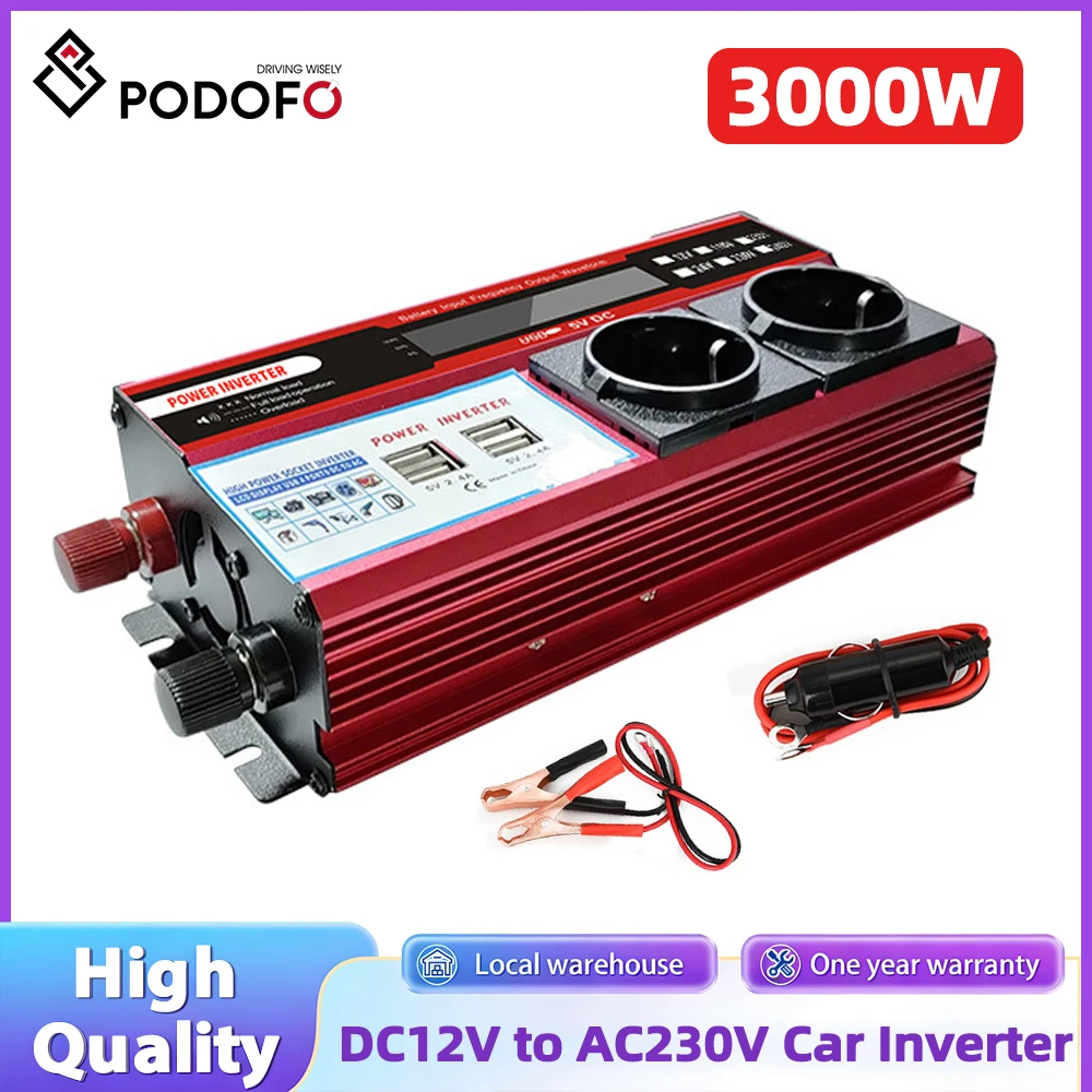 500W DC12V zu AC 220V Wechselrichter mit modifizierter Sinuswelle, Outdoor-Solarwechselrichter mit 2 AC 220V Universalsteckdosen und 4 DC 5V USB-Anschlüssen
