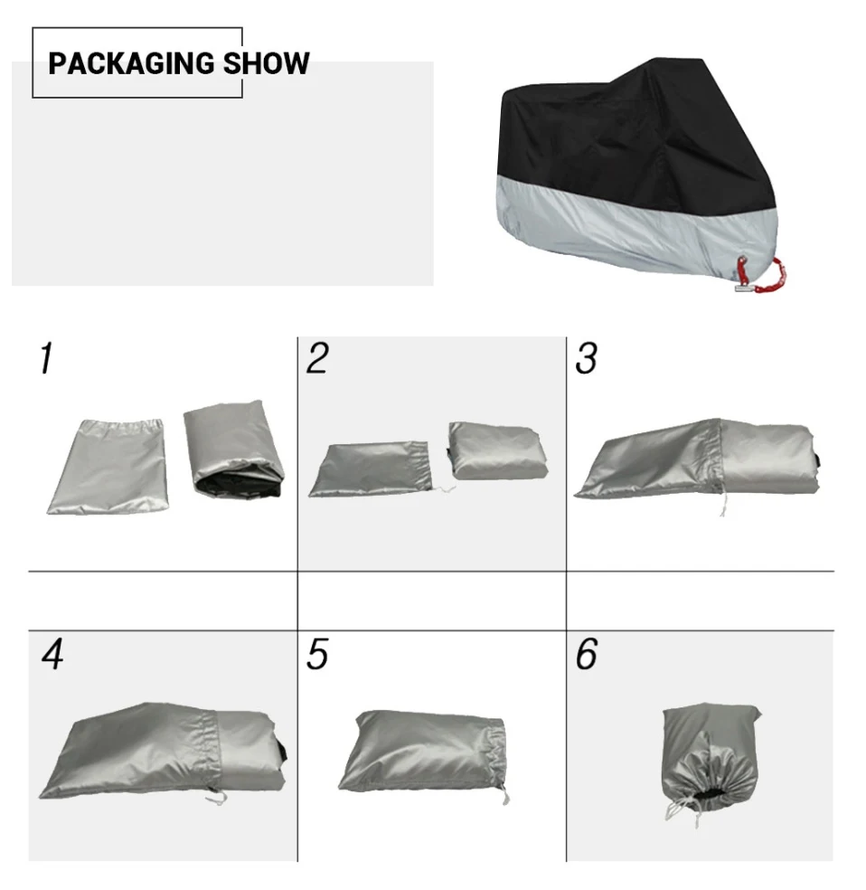 Waterproof Motorcycle Cover All Season Dustproof UV Protective Outdoor Indoor Scooter 190T Wear-resistant Fabric Motorbike Cover