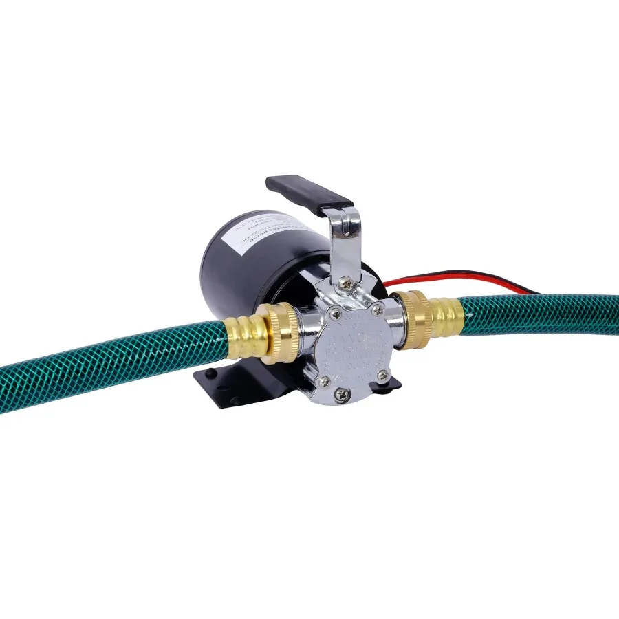 DC 12 Volt 1 10HP 330GPH Mini pompa acqua di trasferimento elettrica portatile alimentata a batteria con kit tubo dell'acqua Nero