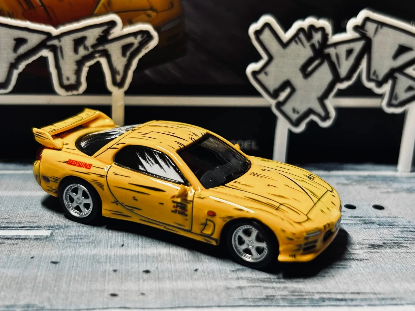 在庫あり 新品 タイムマイクロ 1/64 AE86 RX-7 頭文字D 漫画カラー ダイキャスト合金 コレクション デコレーション オーナメント モデルカー おもちゃ