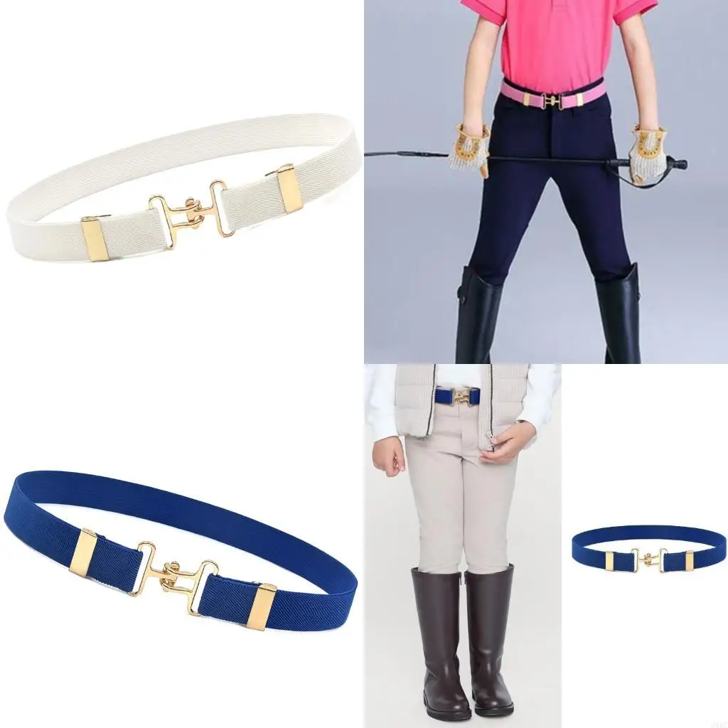 

39BC Adjustable Children Stretch Belt with Metal Closure Soft Elastic Waistband For Kids Sports Activity and Everyday Wear