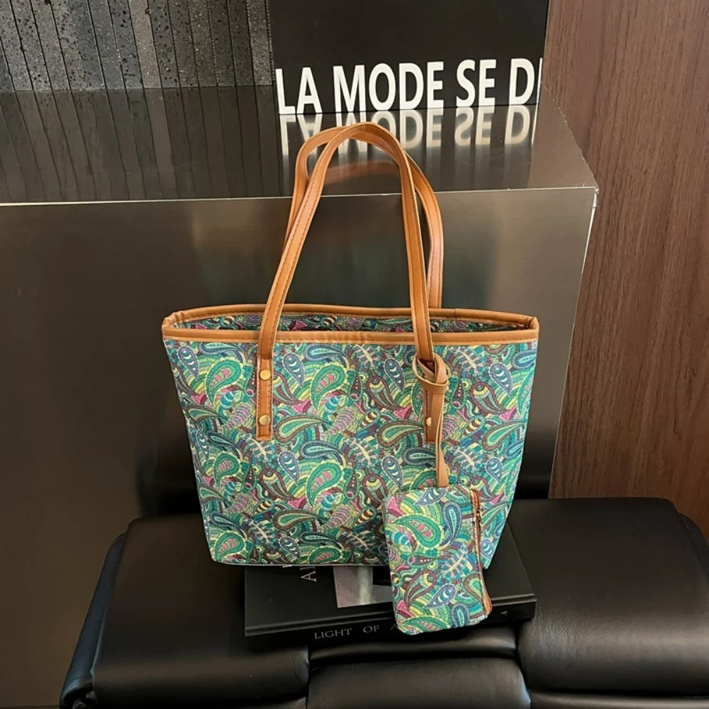 2-teiliges Damen-Set: Große Kapazität Tragetasche und Geldbörse im Koreanischen Stil, Vielseitige Unterarm-Handtaschen für Arbeit und Tägliches Pendeln – Detail 3