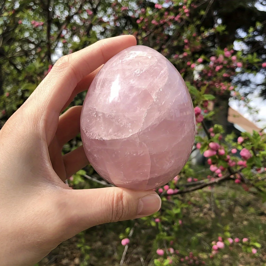 Natural Rose Quartz Egg Jewelry, Crystal Decoration Gifts For Parents, Holiday Party Table ,Meditation Home Decoration