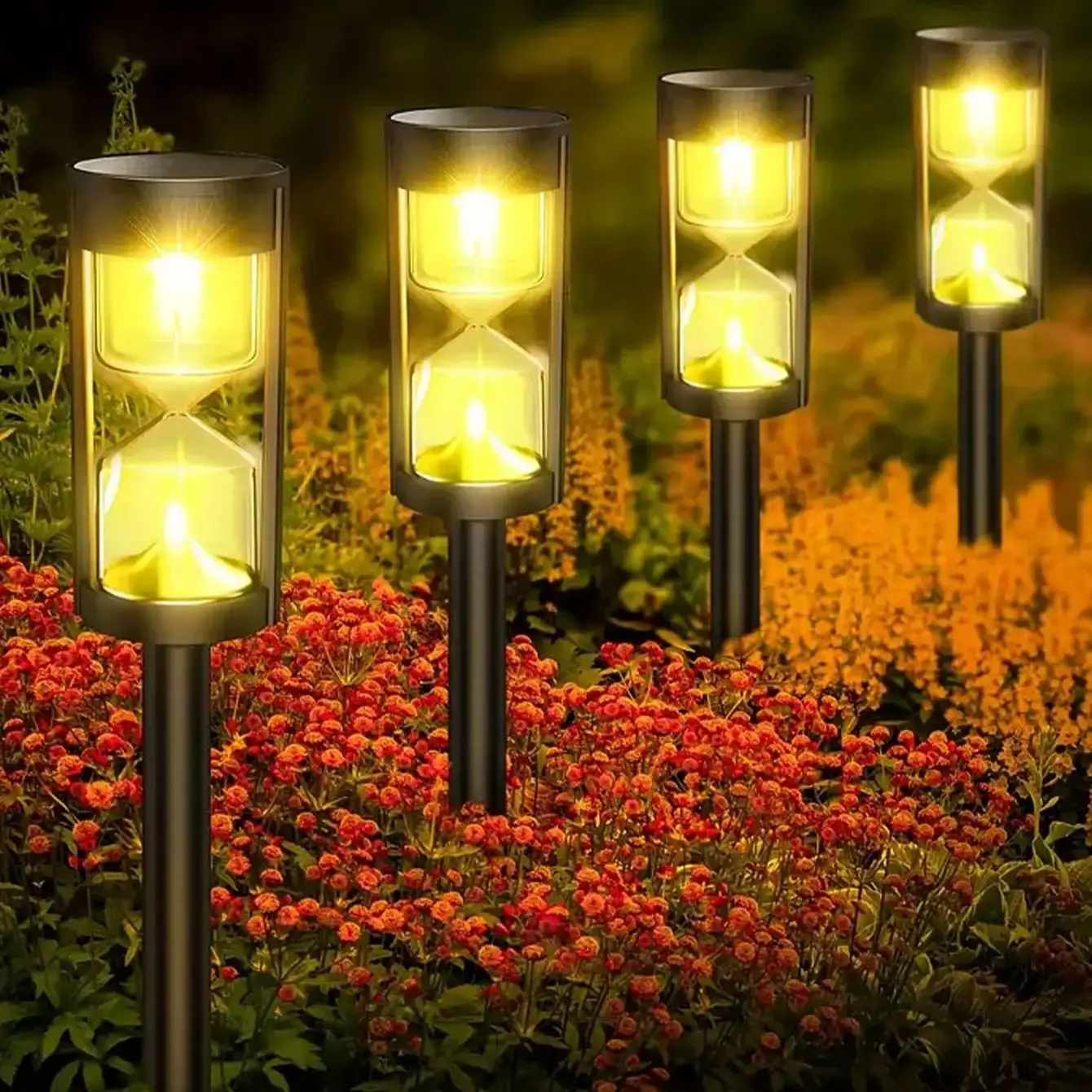 Zonne-Energie Zandloper Gazon Lamp Knipperende Led Licht Voor Buitentuin Landschap Patio