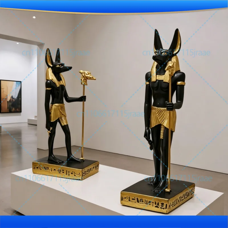 Ancient Egyptian Pharaoh Anubis Resin Craft Figurine Home Ornament for Entryway Living Room Decoration Figurines & Miniatures
