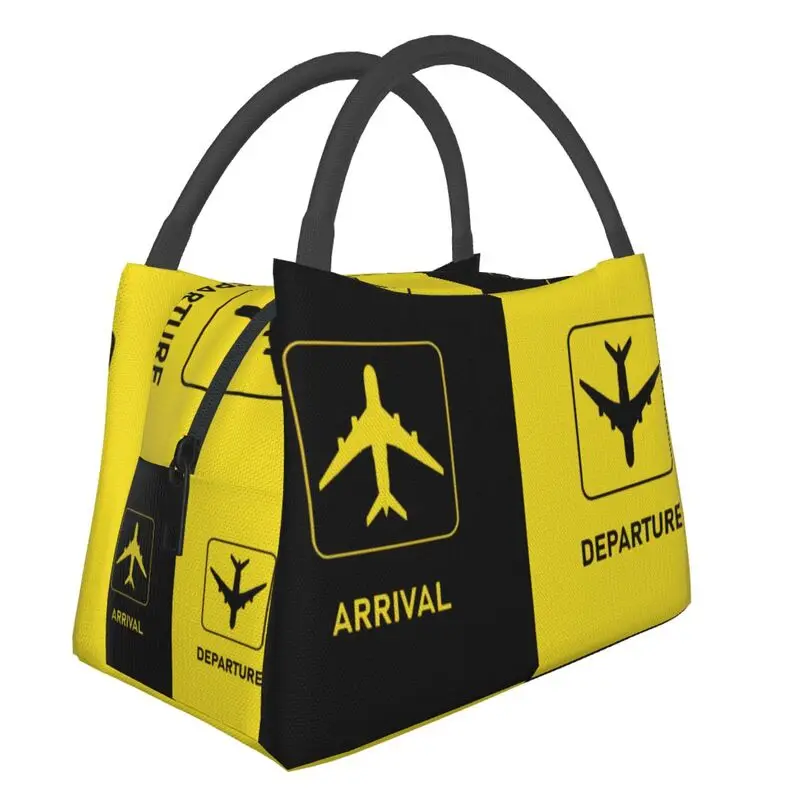 Custom New Arrivals And Departures Airplane Lunch Bags Men Women Cooler Thermal Insulated Lunch Boxes for Office Travel