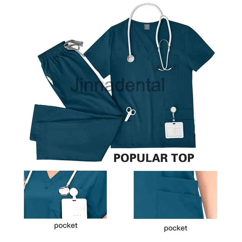 

Медицинская униформа для стоматологов унисекс: комплект для медсестер, врачей и лаборантов (топ и брюки)