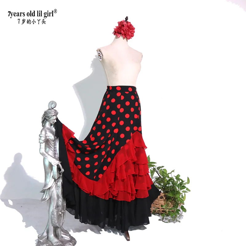 Traje de Flamenco español falda de actuación mujer chica Gyspy salón de baile Festival actuación Ropa debaile varioscoloresGZ24