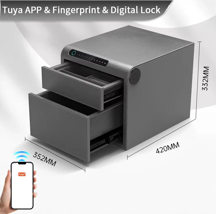 ceq safe Smart High Quality Luxury Jewelry Box with New Technology Steel Fingerprint Double-layers Safe Box for Home Use