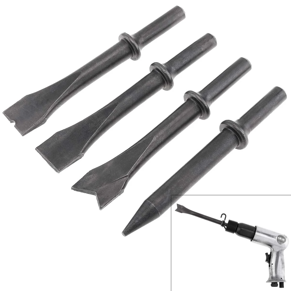 4Pcs/Lot Accessories Hard Steel Solid Air Chisel Impact Head Support Pneumatic Tool for Cutting / Rusting Removal