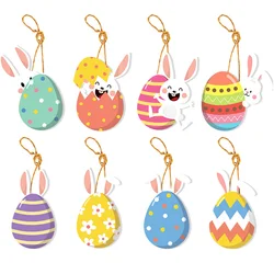 8pcs Easter Bunny Egg Hanging Ornaments Happy Easter Decoration Easter Egg Gnome Bunny Gift Card Kids Gift Decor