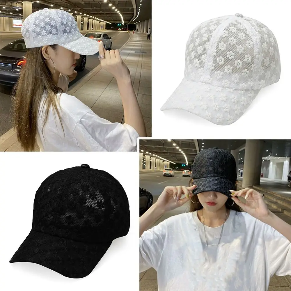 

Women Breathable Lace Flower Sun Hat Sunscreen Cap Hollow Baseball Cap