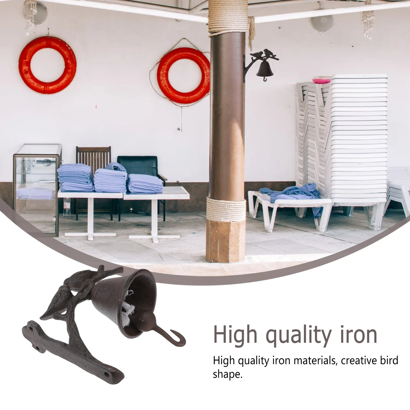 

1Pcs Door Bell Vintage Rustic Cast Iron Love Birds Design for Garden Courtyard Patio Wall Mounted Decorative Bell