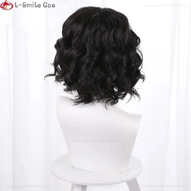 Zz04zz12Anime Encanto Mirabel 코스프레 여성 블랙 브라운 짧은 곱슬 머리 내열성 합성 할로윈 파티 가발 + 가발 모자