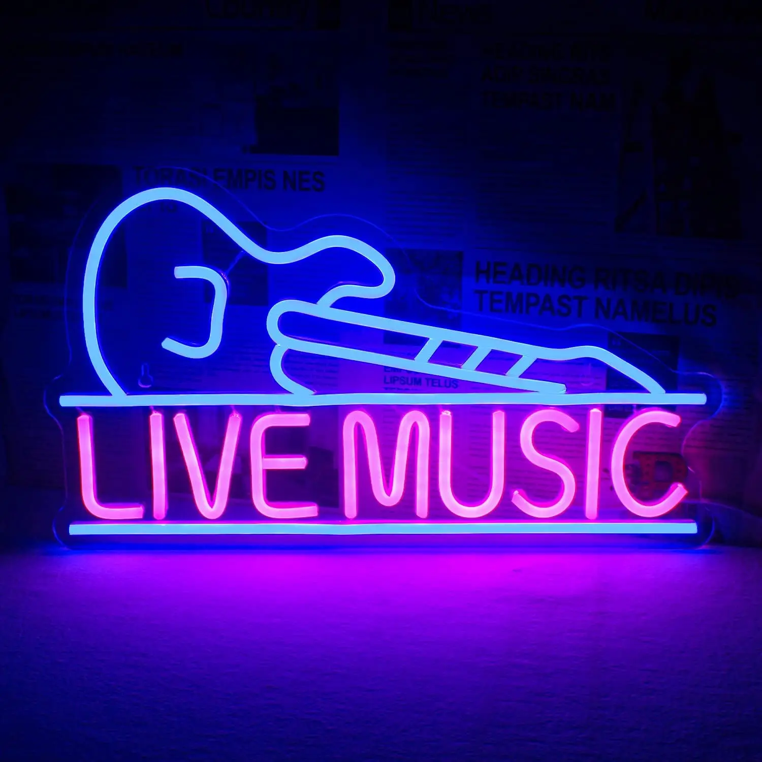 

Guitar Neon Signs for Wall Decor Live Music Neon Lights for Bedroom Led Light up Sign with USB Powered for Music Party Bar Club