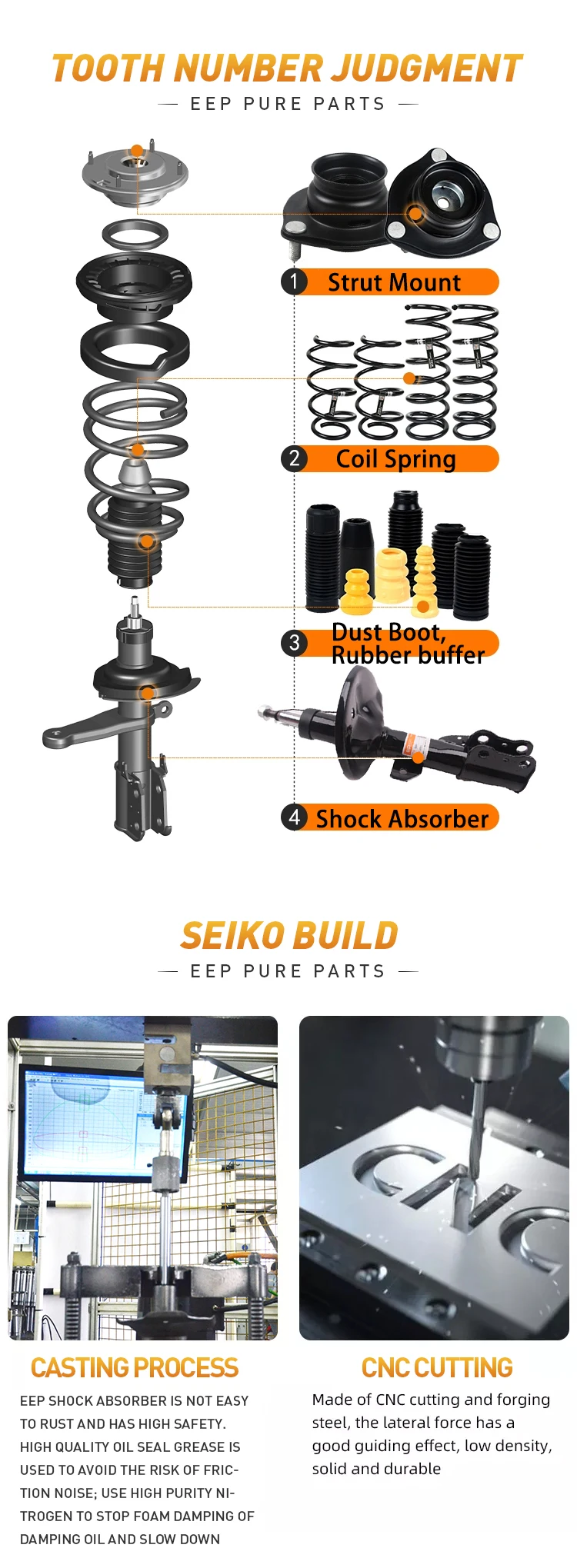 Japanese Car Accessories Gas Pressure Front Shock Absorbers For Mazda Cx7 Eg23-34-900