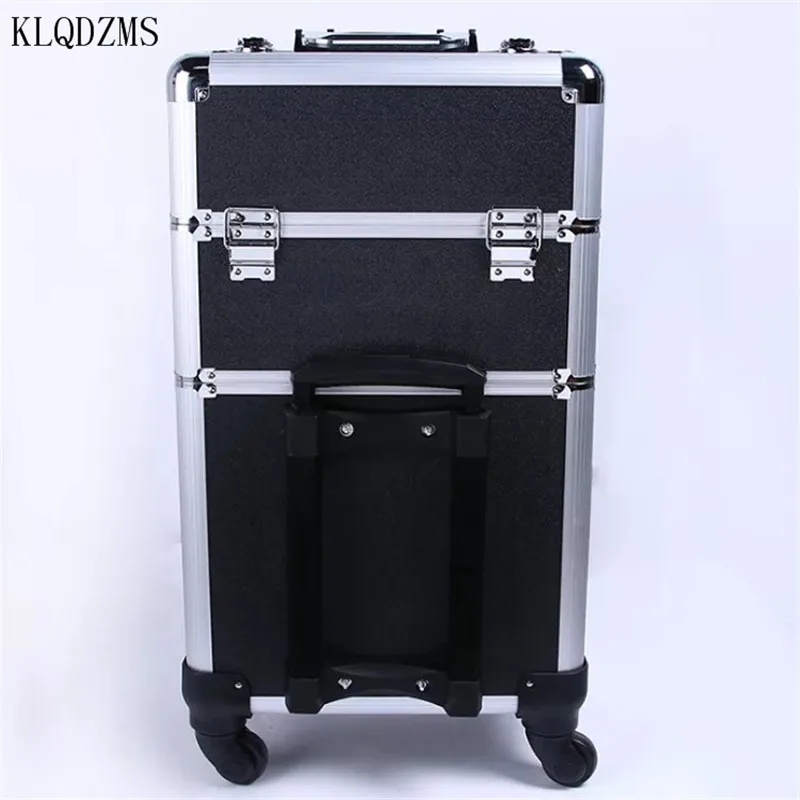 KLQDZMS New Women's Trolley Suitcase Professional Makeup Case Hand Luggage with Wheels Rolling Travel Makeup Bag