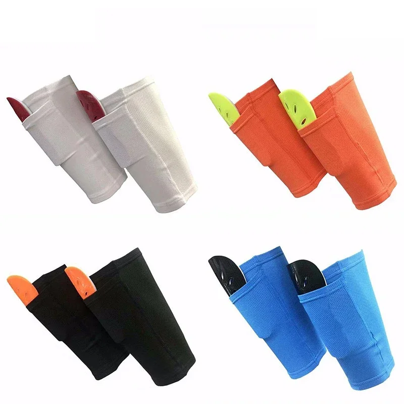 A Set 3 Pieces Equipment Football Leg Guards Adults Kids Shin Guards Sleeve With Pocket Protection Gear Nop Slip Soccer Socks