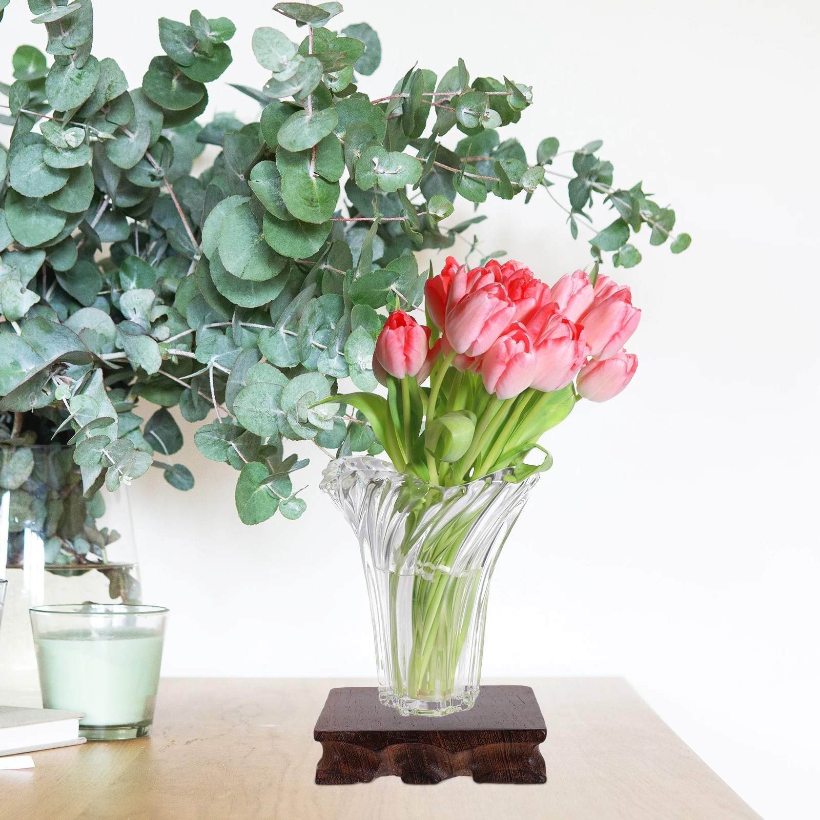 

2pcs Chinese Root Carving Display Stand Square Wooden Teapot Aquarium Lamp Holder Solid Wood Riser For Home Office