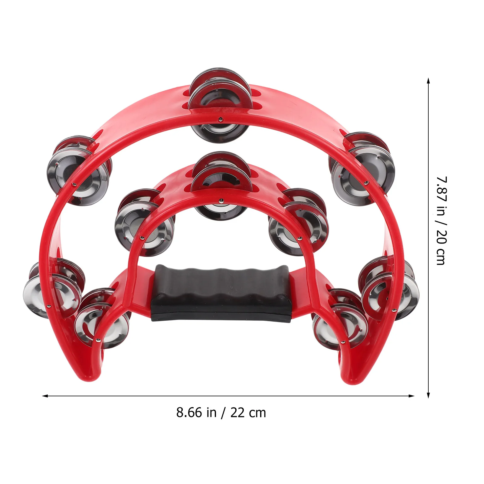 

Double Row Tambourine Half Moon Plastic Jingle Instrument with 40 Metal Jingles Crisp Sound for Classroom Party Concert