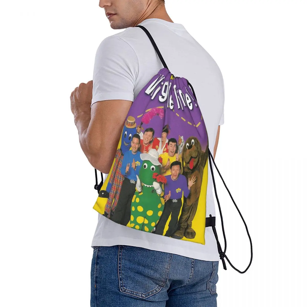 

The Wiggles Tv Show Music Band Backpacks Portable Drawstring Bags Shoes Bag Book Bags for Man Woman School