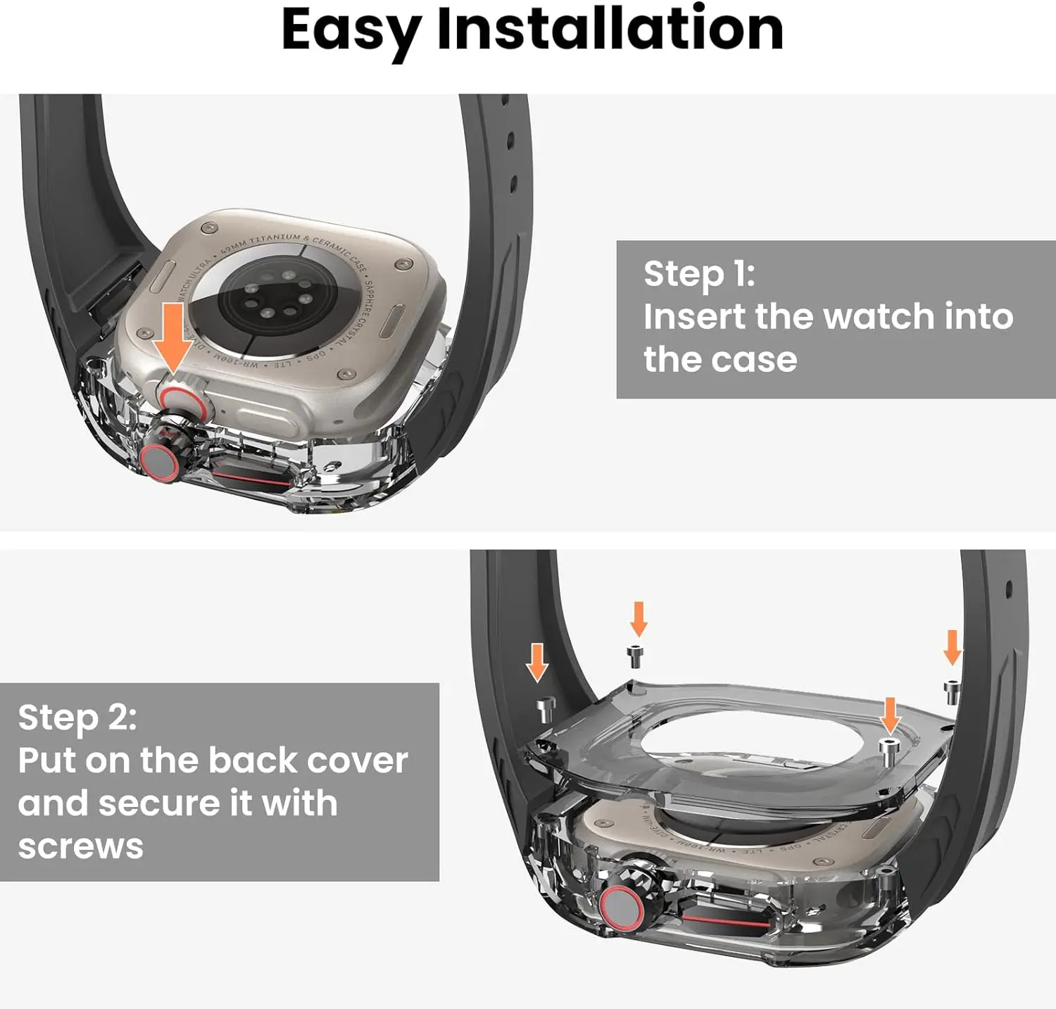 حافظة تعديل كريستال + حزام ساعة لـ iWatch Series10 46mm 42mm Ultra 2 49mm 45mm RICHARD Mile Style حزام السيليكون تعديل Ki #5