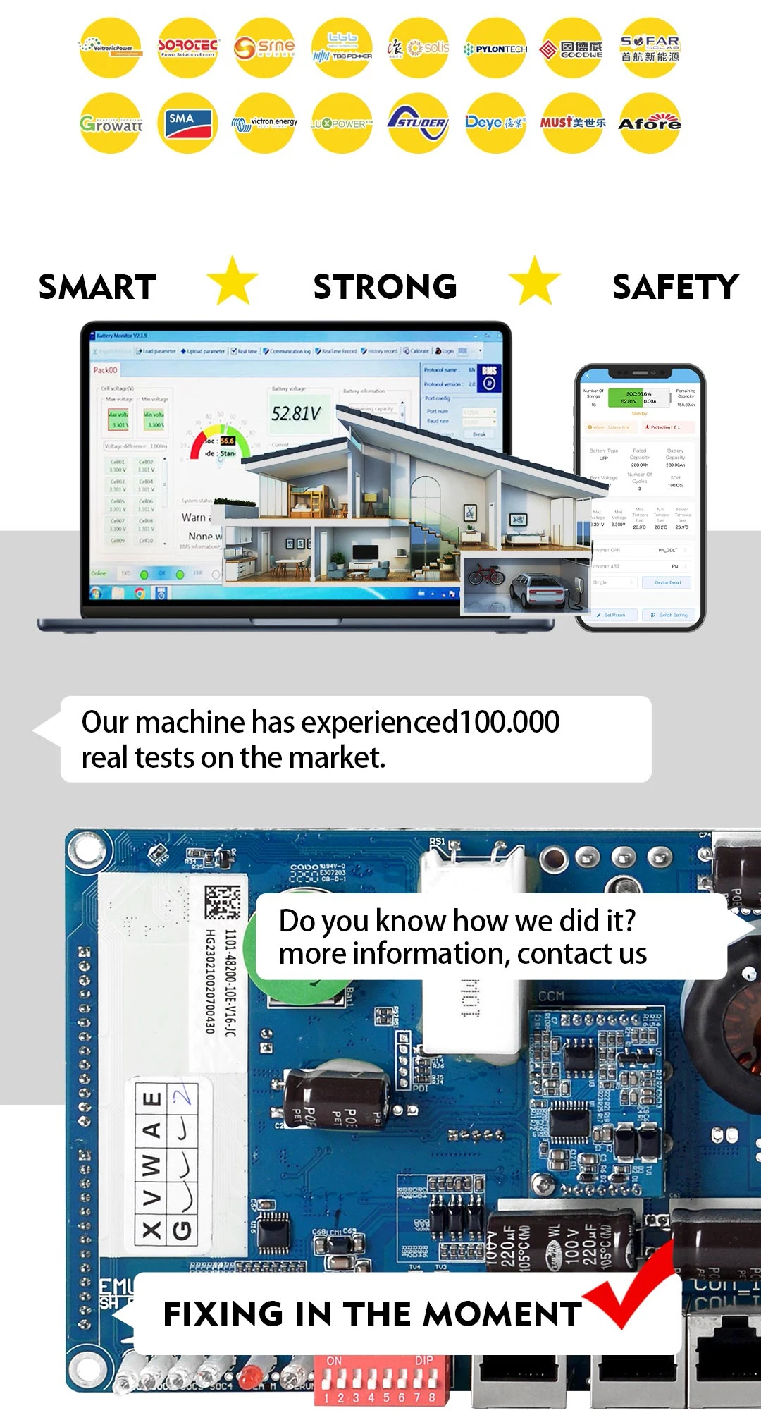 200A 16S 48V LiFePO4 BMS – CAN/RS485, Active Balancing, Industrial Battery Management System
