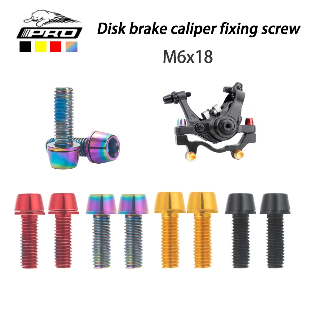 IIIPRO 6 Pcs Colour Bicycle Disc Brake Caliper Bolts M6x18mm MTB Bike Stainless Steel Fixing Screws