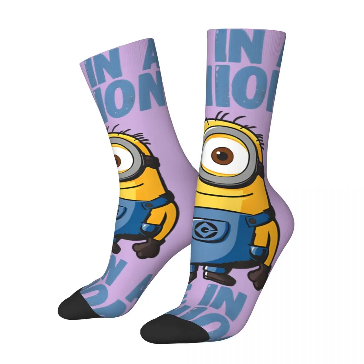 Retro Despicable Me Minion Drawing Men's compression Socks Unisex Despicable Me Minions Harajuku Seamless Printed Novelty Sock