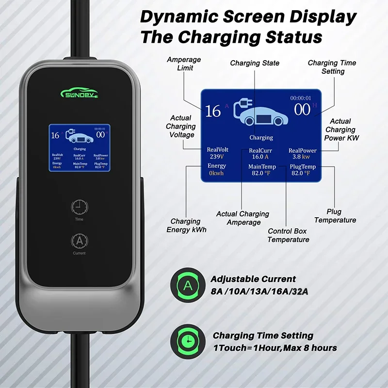 Factory Direct American Standard Type2 EV Charging 3.5KW 7KW Multi-Phase Adjustable Portable Charging Stations