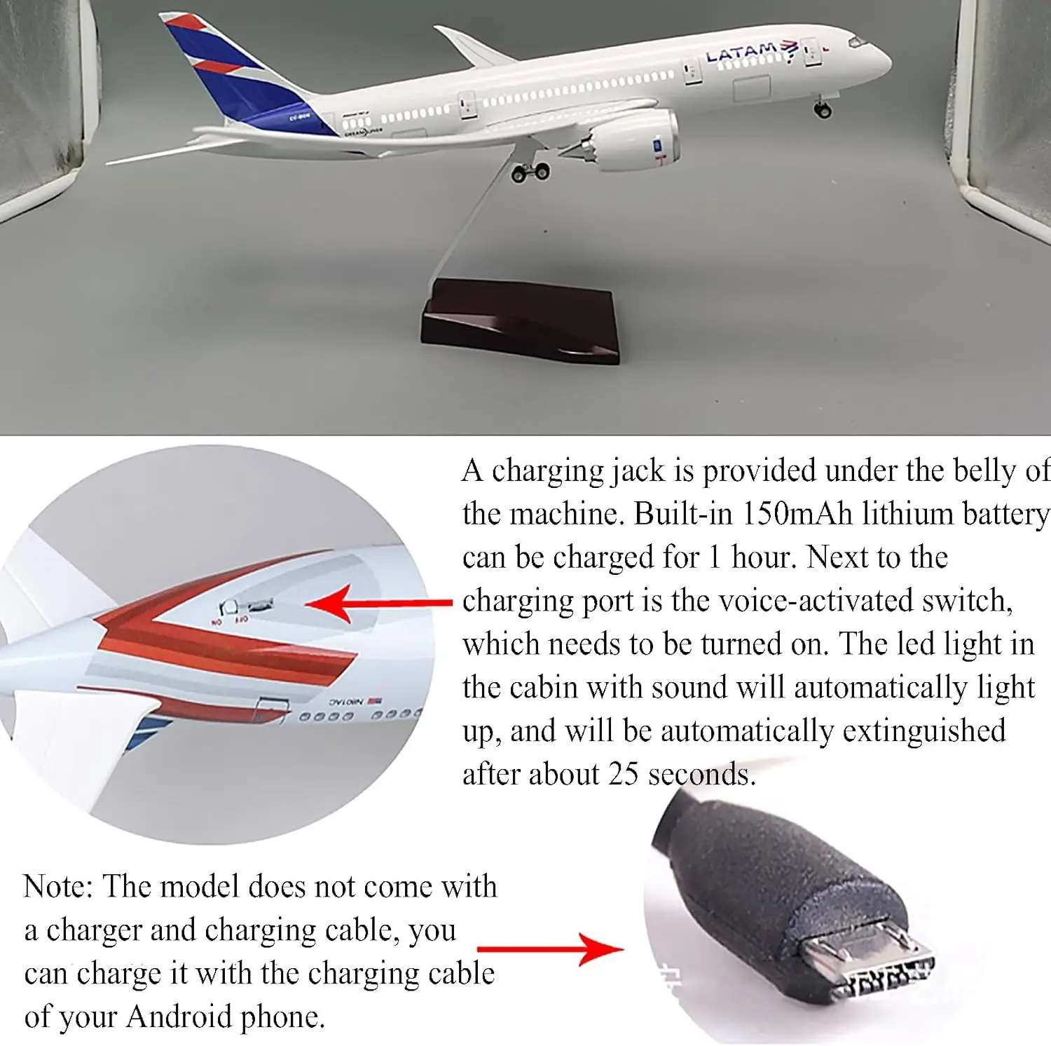 47cm 1/130 Scale LATAM B787 Resin Diecast Plane Model Kit with Landing Gear Wheels Light For Collections Displays Or Home Decor