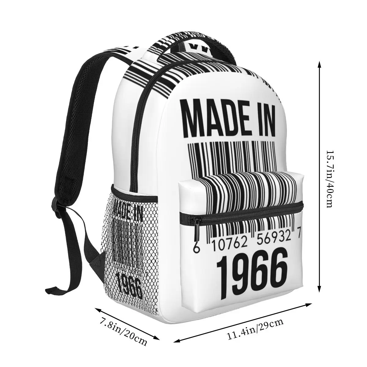 Made In 1966 Graphic 60 Years Of Perfection Print Student Backpack School Bag Daypack for Men Women Fashion Bookbag Shoulder Bag