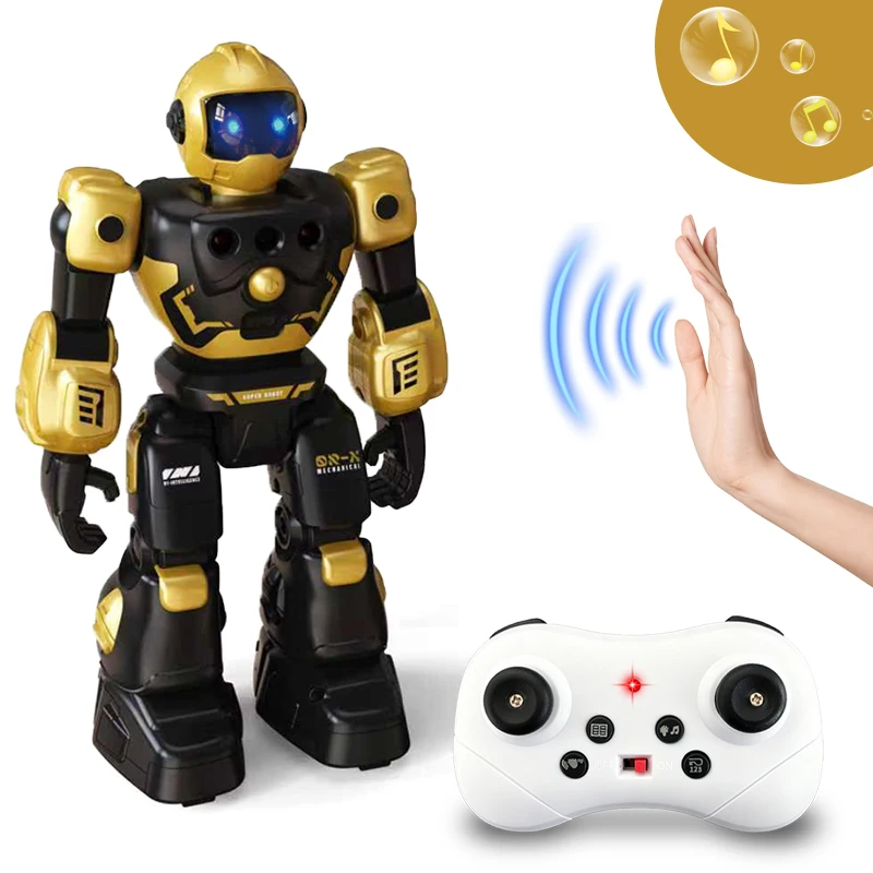 RC Gesture Robot with Music & Lights, Multi-Function Programmable Remote Control Robot, Cool Action Figure Toy for Kids Age 3+