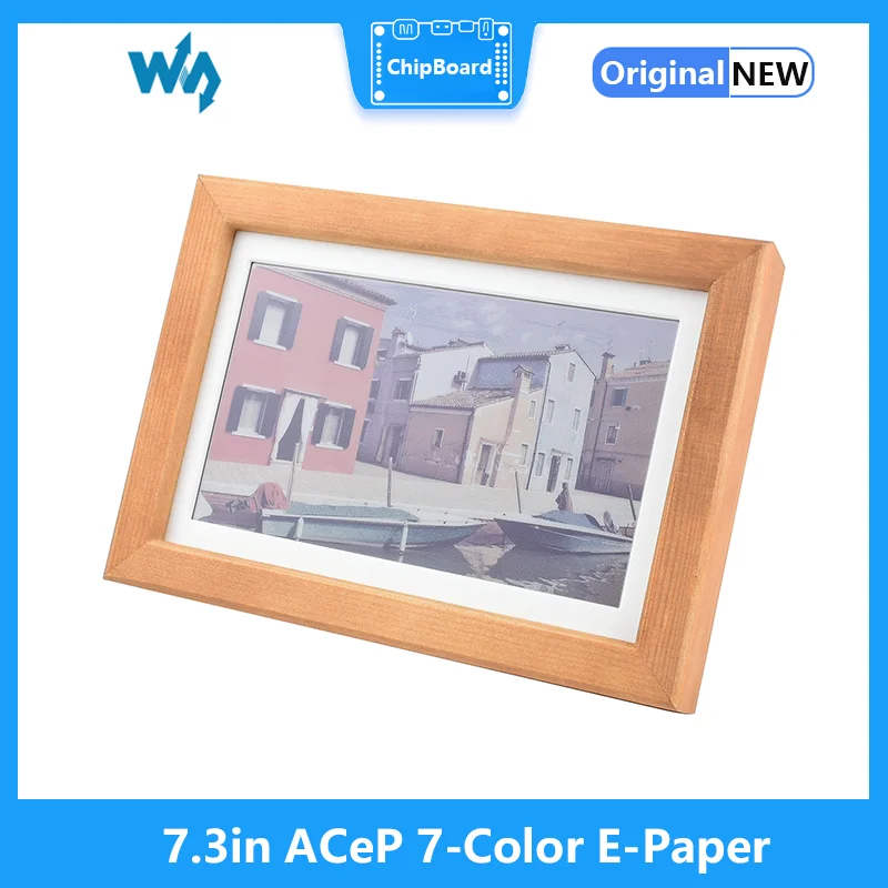 

7.3in ACeP 7-Color E-Paper with Solid Wood Photo Frame, Ultra-long Standby, 800x480,High-Quality Solid Wood Frame And White Edge