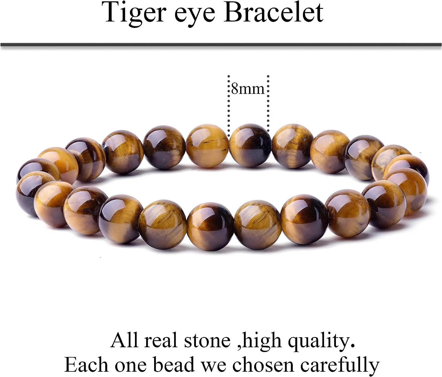 WRCXSTONE Natural 8mm Gorgeous Semi-Precious Gemstones Heali Tiger eye