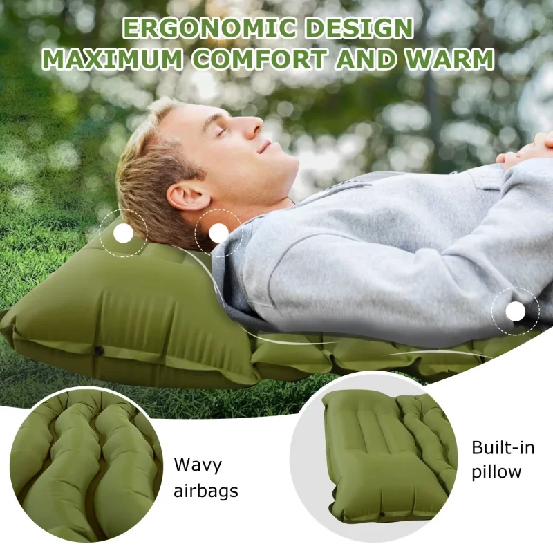 Inflatable Camping Mats Air Mattress With Pillow Outdoor Tourist Sleeping Pad Self-Inflating Mattress For Hiking Climbing