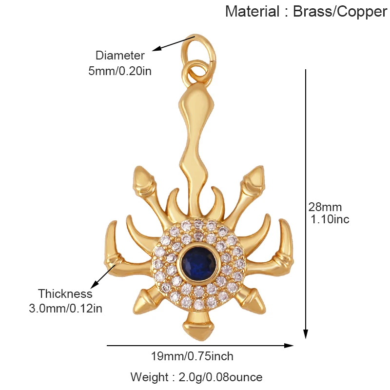 Enamel Blue Pink Evil Eye Charm,18K Real Gold Plated Cubic Zirconia CZ Paved, Jewelry Necklace Bracelet Accessories Supplies S68