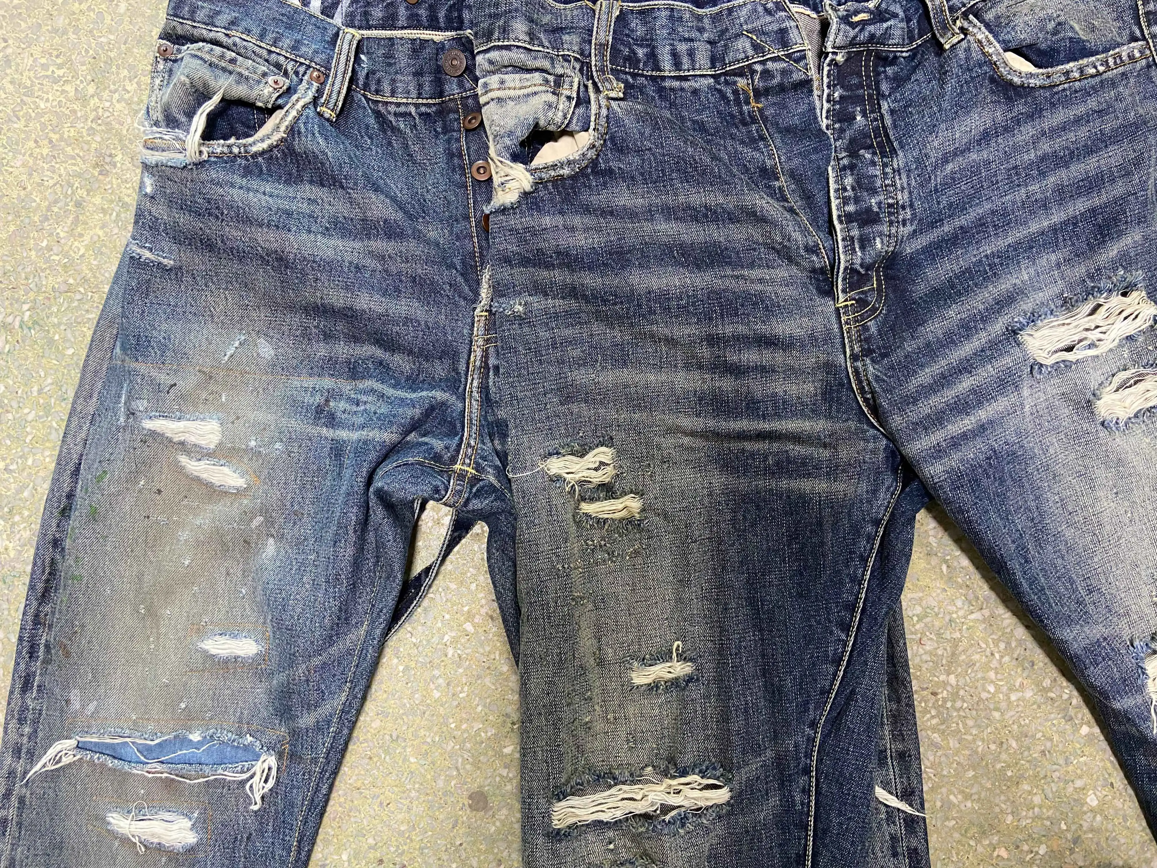 VISVIM 20SS SOCIALSCULPTURE 15DAMAGED-17D17 Strap Jeans - AliExpress