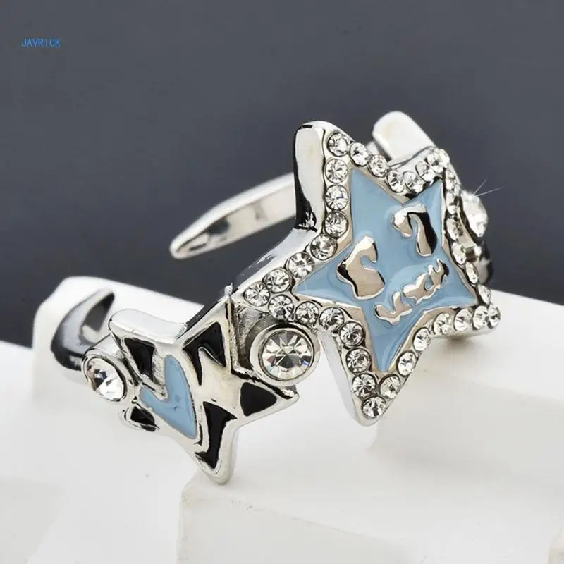 

Star-Open Ring Women Teen Sparkling Galaxy-Star Joint Ring Lucky-Star Promise