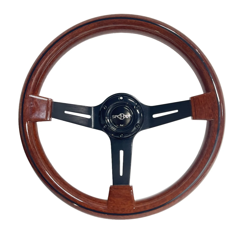 Spceddy MCX General Purpose Brown Mahogany ABS Imitation Solid Wood Steering Wheel 14Inch 350mm Racing Drift Steering Wheel