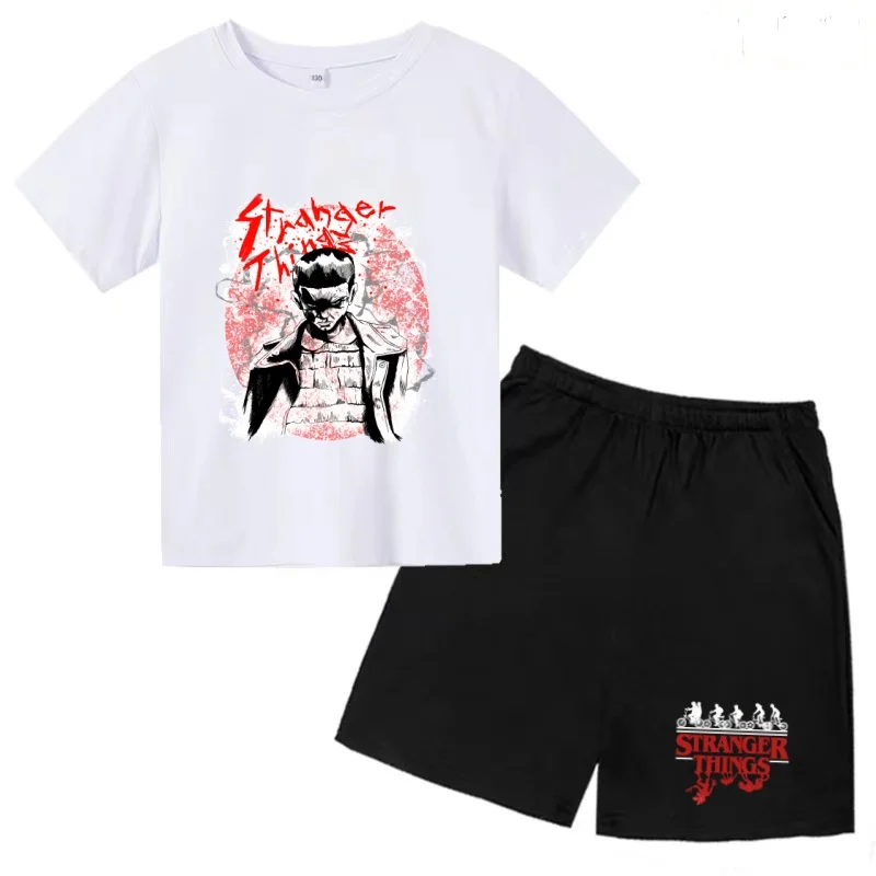 

Boy Girl Summer 2 Piece Children T-Shirt Casual 3-12 Age Short Sleeve+Shorts Comfortable Breathable Sportswear Classics Anime