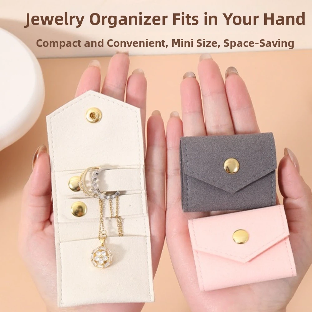Microfiber Velvet Mini Jewelry Display Bag Small Container Necklace Ring Packing Bag Foldable Solid Color Earrings Organizer