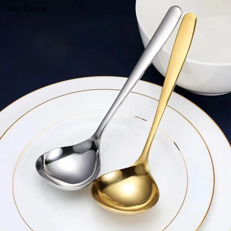 1Pcs Stainless Steel Ladle Household Tableware Household Spoon Feel Comfortable Long Handle Small Spoon