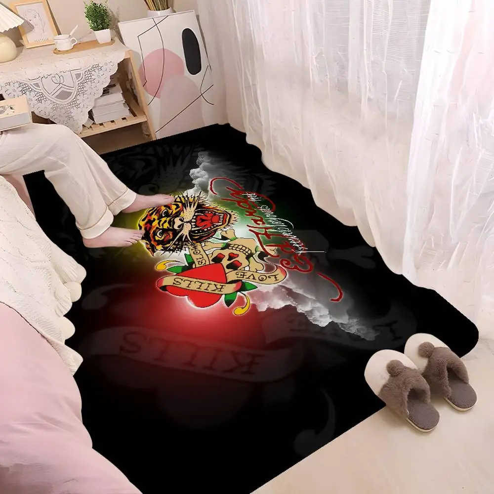 E-Ed H-Hardy T-Tattoo Tiger Hallway Carpet Non-Slip Laundry Room Mat Laundry Decor Balcony Child Living Room Toilet Rug