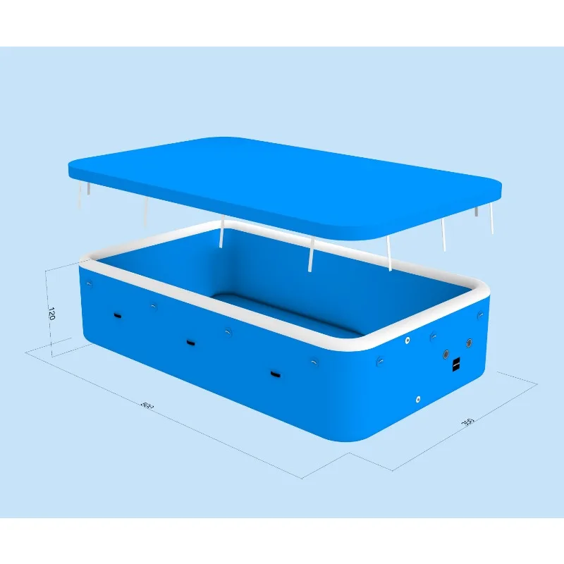 High-quality and durable rectangular PVC inflatable children's swimming pool, giant Epoxy design, portable and waterproof