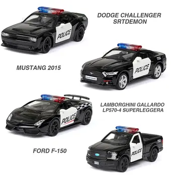1/36 福特蘭博基尼挑戰者警車模型玩具,合金壓鑄,帶動力功能,金屬跑車模型,男孩生日禮物 10 最佳銷售 福特壓鑄模型 - №2